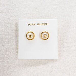 Tory Burch Rope Pearl Stud Earrings Silver White OS